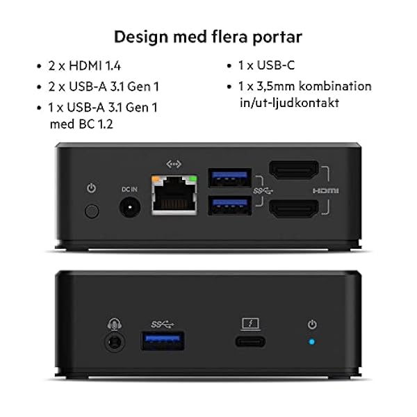Belkin USB-C dockningsstation för två bildskärmar, 85 W PD, HDMI, USB-A 3.1 Gen 1, USB-C, Gigabit Ethernet, 135 W strömadapter, ljud in/ut för MacBook, Windows, Chromebook och andra laptops med USB-C