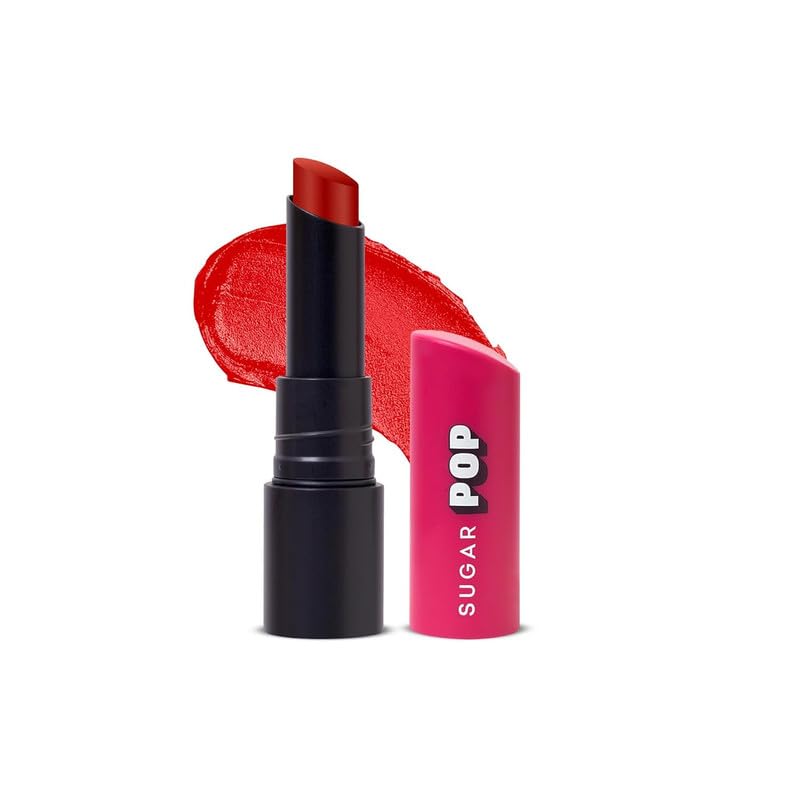 Image of SUGAR POP Ultrastay Transferproof Glossy Lipstick 10 Red Rebel - 4 Gms - Enriched With Vitamin E | Smooth Glide | Waterproof | Longlasting|Moisturizing Lipstick