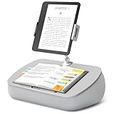 ERGONOV Lap Beanbag Cozy Kindle Pillow Stand for Bed with Adjustable Arm, 360° Tablet Holder, Fits 4.7'-13' Kindle, iPad, Phone, Laptop, Lap Desk for Hands Free Reading in Bed, Couch, Sofa(Light gary)