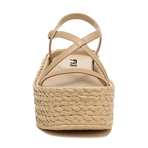 FYS Women Espadrilles Open Toe Platform Sandals Cross Strap Buckle Ankle Slingback Summer Holiday Party Beach Casual Slip On Shoes Size 4-15 US4