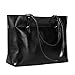 S-ZONE Women's Vintage Genuine Leather Tote Shoulder Bag Handbag (Black)
