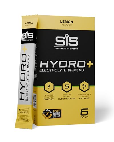 Science In Sport HYDRO+ Electrolyte Powder Sachets | Sugar Free Hydration Powder | Essential Electrolytes to Reduce Fatigue & Aid Rehydration | Gluten Free | Lemon Flavour | 6 Servings | 6 Pack