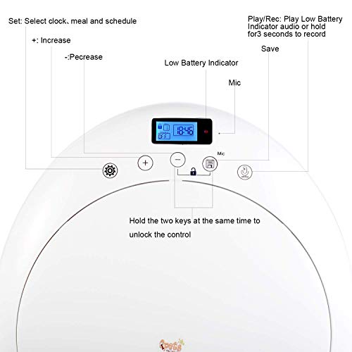 QPETS 6 Meals Automatic Cat Dog Feeder Auto Pet Feeder with Programmable Timer ,Auto Dry and Wet Food Dispenser for… - Image 3