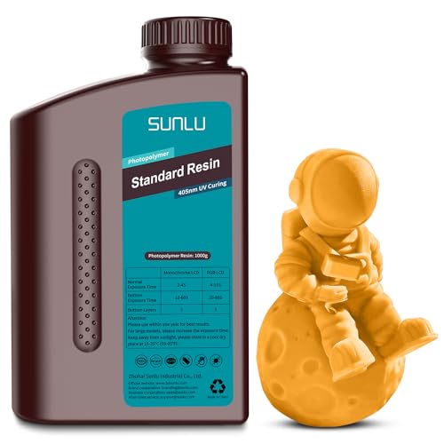 Image of SUNLU 3D Printer Resin 1kg, Fast Curing Standard 3D Resin for LCD DLP SLA Resin 3D Printers, 395 to 405nm UV Curing 3D Printing Liquid Photopolymer Resin, Low Shrinkage, High Precision, 1000g, Orange