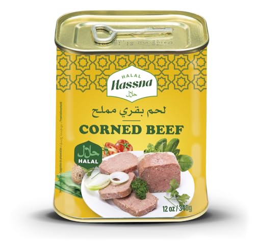 HASSNA - CORNED BEEF HALAL 340g - Riche en protéine - Fabriqué en France - Aide Culinaire - Longue Conservation - Certification HALAL HQC
