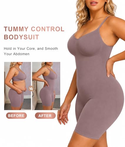 Image of SHAPERX Shapewear for Women Tummy Control Bodysuit Mid Thigh Body Shaper Shorts for a Lifted Look