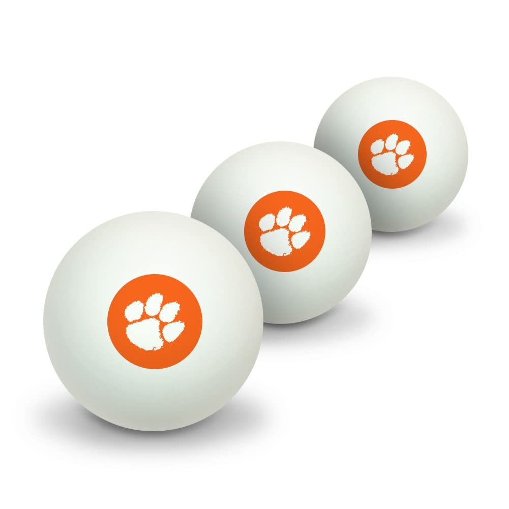 Clemson University Primary Logo Novelty Table Tennis Ping Pong Ball 3 Pack