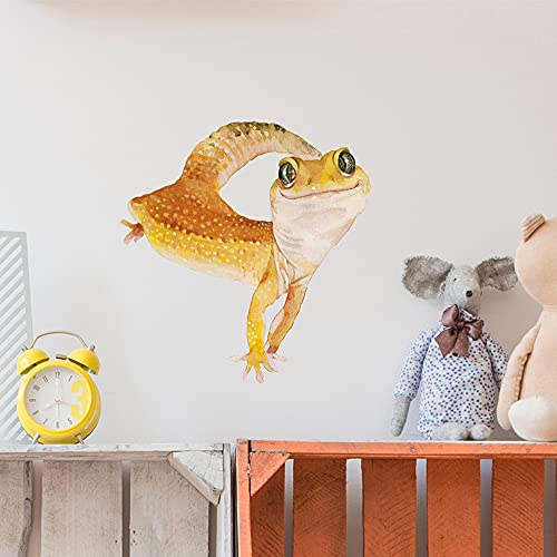 Royolam Lovely Smiling Gecko Wall Decal Nursery Lizard Animal Wall Sticker Removable Peel And Stick Waterproof Wall Art Decor Stickers For Kids Baby Classroom Preschool Living Room Playing Room Bedroom School #TOP1
