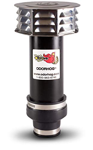 Filtro para tubo de ventilación OdorHog con tapa metálica, 2 pulgadas, negro ABS, elimina olores exteriores de sépticos y alcantarillas miniatura 1