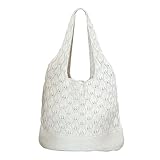 AURAFUL Bolsa de crochê, bolsa de praia de malha, bolsa de ombro de malha, bolsa feminina boho artística de férias, A - Branco, One Size