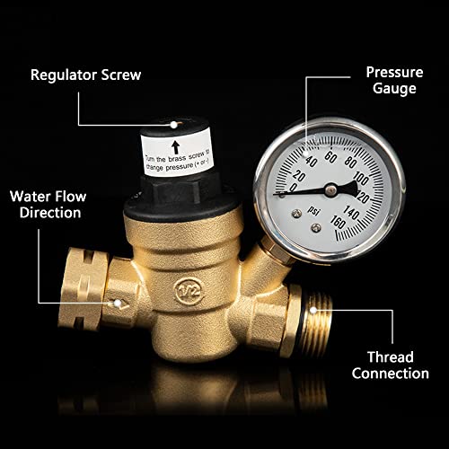 Mingzhe Válvula Reguladora de Pressão de Água Redutor Regulador de Pressão de Água Ajustável em Latã