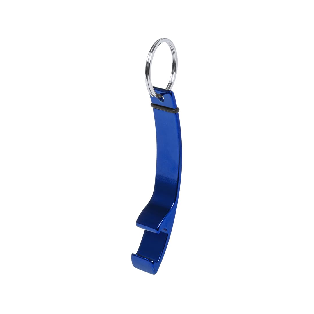 eBuyGB Metal Bottle Opener Keyring, Colourful Aluminium Beer Opener Keychain, Blue