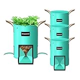 SPONDWILD 4 Pack 10 Gallon Potato Grow Bags, PE Garden Planter Bag with Breathable Screen Windows and Reinforced Handles for Potatoes, Tomatoes, Carrots and Onions