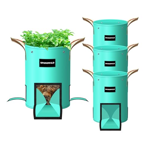 SPONDWILD 4 Pack 10 Gallon Potato Grow Bags, PE Garden