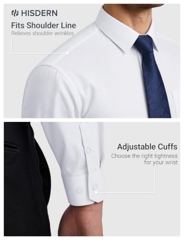 Image of HISDERN Mens Dress Shirt with Tie Pocket Square Set Classic Button Down Shirt Matching Tie Long Sleeve Shirts