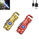 Three Eyed Monster Mini Flashlight 3 Eyed Monster Flashlight Three Eyed Monster Mini Flash Super Power Flashlight Rechargeable Pocket Flashlight Thumb Sized Flashlight (RED+GOLD)