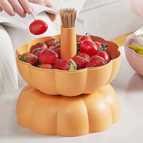 Halloween Candy Bowl, 7 Inches Detachable Multi Compartment Storage Reusable Pumpkin-Shaped Fruit Tray with Sealed Top Cover,Multi-Purpose Multi Scenario Universal Fruit Bowl for Autumn Halloween - image 5