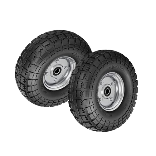 Dunnet Tools 2pc Wheelbarrow Wheel Replacement Heavy Duty Sack Truck Tyres 4.10/3.50-4 Wheel Easy To Install Wheelbarrow Wheels 4.10/3.50-4 Innertube Tyres And Pneumatic Wheels For Trolley Sack Truck