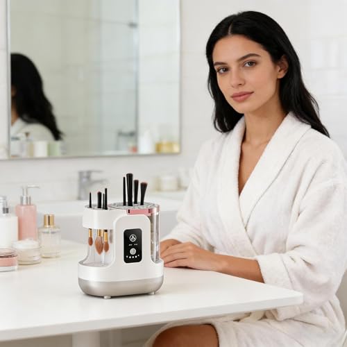 laxreheye Limpiador para cepillos de maquillaje, con rotación de alta velocidad | Limpiador eléctrico de pinceles | Para artistas apasionados familias mujeres belleza casa sombra de ojos - imagen 2