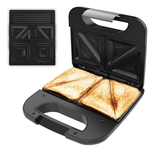 Cecotec Sandwichera Rock’nToast Combo. 800 W, 2 Sándwiches con Acabados en Acero Inoxidable, 3...