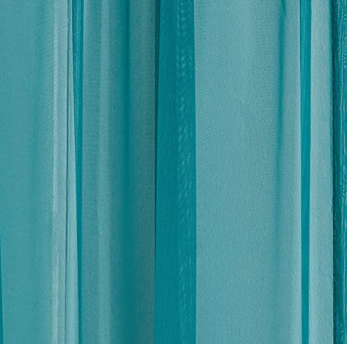 LinenZone Teal Window Scarf Valance in 216 Inch Size. Use Window Scarves as Canopy Bed or Backdrop Curtains, Curtain Scarf, or Sheer Fabric for Draping. (Amazing 55 x 216, Teal)