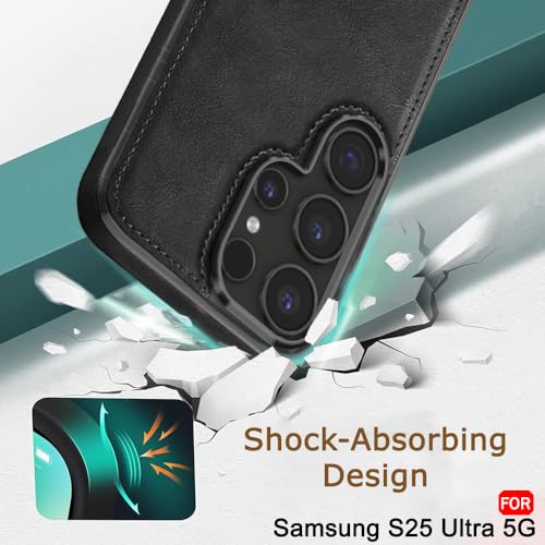 Image of TheGiftKart Genuine Leather Finish Back Cover Case for Samsung Galaxy S25 Ultra 5G | Shockproof Design | Camera & Screen Protection | Stunning Minimalist Design Back Cover Case (Chrome, Black)