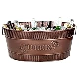 BREKX Cheers Aspen - Cubo de metal galvanizado para hielo y bebidas, tina de cobre para fiestas/regalos, tina grande de champán, 25 cuartos de galón