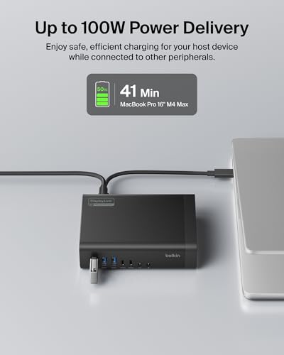 Base USB C Belkin Connect de triple pantalla con soporte 4K y transferencia de 10 Gbps 5