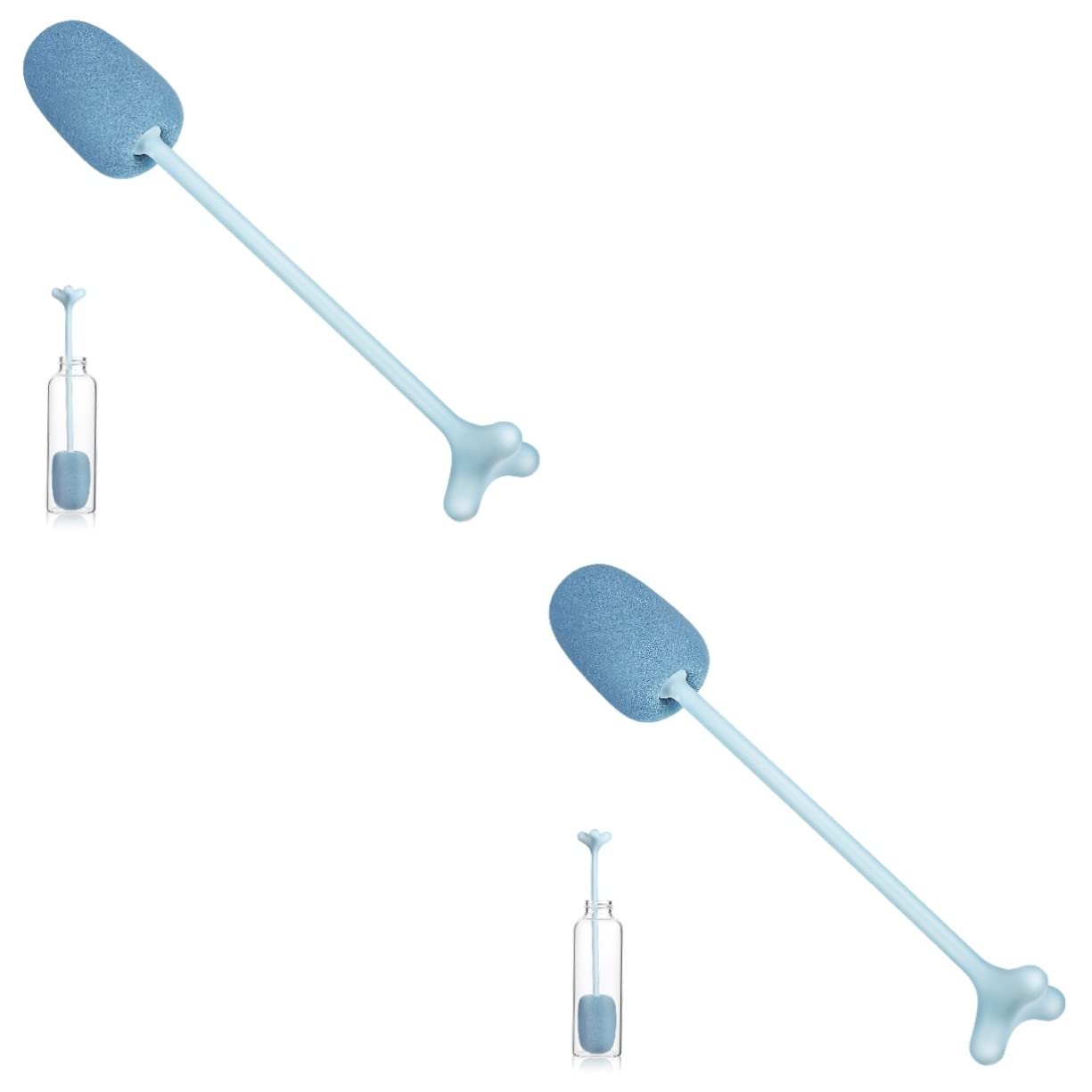 IWOWHERO 2pcs Bottle Sponge Brush Long Handle Dishwashing Sponges for Cleaning Bowls Plates