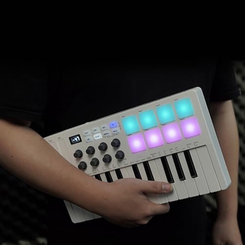 SENECESLI Contrôleur MIDI, 8 MPC 2000mAh Rythm Pads 25 MIDI Control Keyboard Key for Recording Room – vue 4