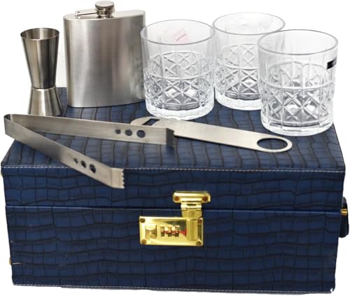 HOME ARCHIVE Wine Whiskey Portable Bar Set, Leather Case with