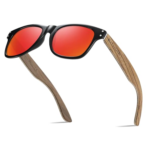 KITHDIA Gafas De Sol De Madera Polarizadas Mujer Hombres Protección Contra Rayos Ultravioleta Marco De Bambú Gafas De Sol C8001