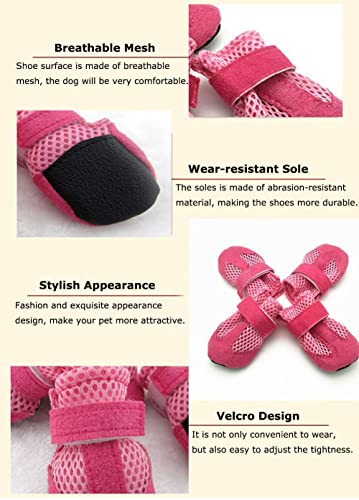 SMDARROY Dog Shoes Mesh Breathable Soft Sole Shoes for Dogs Bichon Teddy Pet Shoes Dog Boots (Pack of 8), 2 sets of pink shoes - Image 4