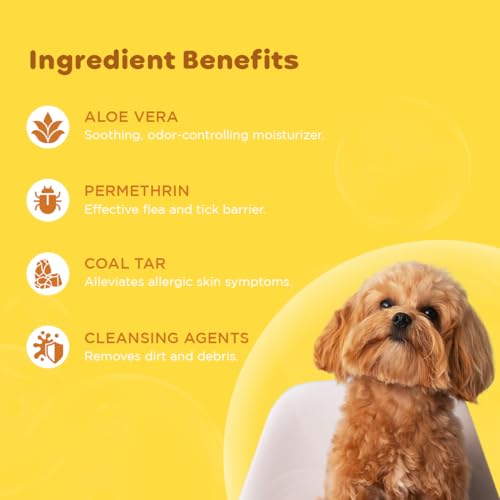 Image of Pil Tick & Flea Dog Shampoo 500 Milliliter|Ditch to Itch Dog Shampoo for Pomeranian, Puppy, Rottweiler Adult, German Shepherd, Labrador & Golden Retriever|Medicated Pet Shampoo for Dogs
