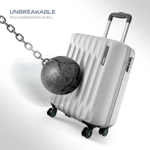 Image of Safari Ray Neo 8 Wheels 55cm Cabin Trolley Bag, Hard Case Polycarbonate, Carry On 360 Degree Wheeling Luggage for Men & Women, Travel Bag, Suitcase for Travel, Trolley Bags for Travel, Cloud Grey