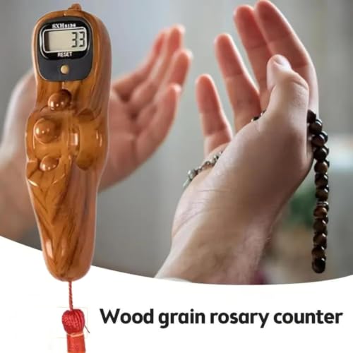 Image of Digital Tally Counter with Compass naam jap Counter Finger Counter for Pooja Meditation Prayer Japa Mala (Golden Oak)