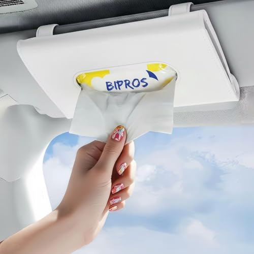 Image of Car Tissue Holder for Visor with Lotion Facial Tissues White | for Allergy Season & Sensitive Skin,Slim Visor Tissue Holder,Easy-Access Car Napkin Holder for Parents,Commuters & Road Trips