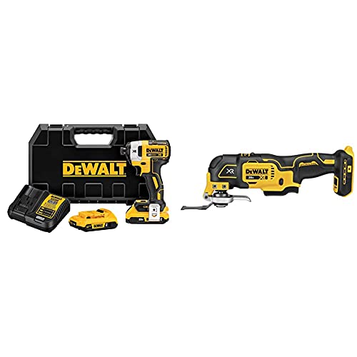 DEWALT 20V MAX* XR Impact Driver Kit, Brushless, 3-Speed, 1/4-Inch, 2.0-Ah (DCF887D2) with DEWALT 20V Max XR Oscillating Multi-Tool, Variable Speed, Tool Only (DCS356B)