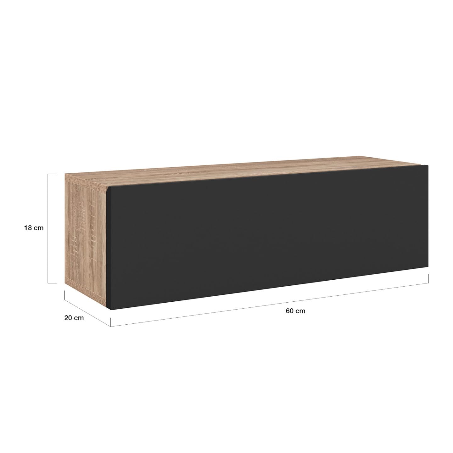 IDMarket - Set aus 2 Hängekonsolen Wandregale ELYOS 1 Tür Holz und Schwarz