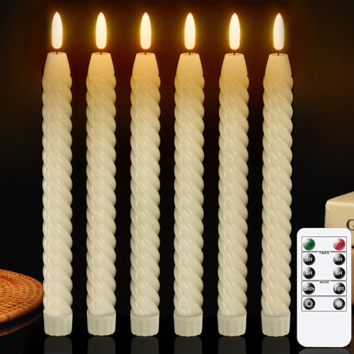 Bougie LED Décorative 6pcs, Bougies Flottantes à Piles avec Télécommande et Minuterie, en cire véritable, avec télécommande, 2 x 25,5 cm, pour décoration de Noël, de chambre, de mariage et de fête