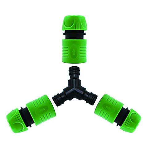 BIGJIYU 3 way Hose Connector Garden Pipe Splitter Quick Connector Fitting Including 3 Pieces Hose End Connectors 1/2",1 Piece Double Male Hose Connector,1 Piece Y Hose Connector (5 Pack) Cover
