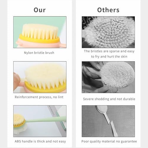Image of Silicone Bath Brush with Long Handle - Soft Bristles Back Scrubber for Shower | Body Massage - Exfoliating Dirt Removal Brush for Men | Women (Korean Pack of 3)