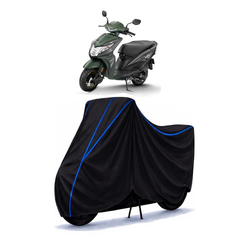 Image of Scooty Cover Water Resistant for Dio Deluxe | Universal Scooter & Bike Cover | Heavy Duty UV Dust, Rain & Scratch Protection Weather Indoor Outdoor | Black with Blue Piping