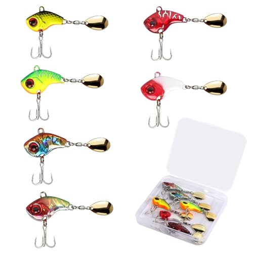 Angelköder Set 6 Stück Jig Spinner Angeln Spinnerbait Kunstköder Hecht Köder Angel Köder für Barsch Hecht Zander Wels Döbel
