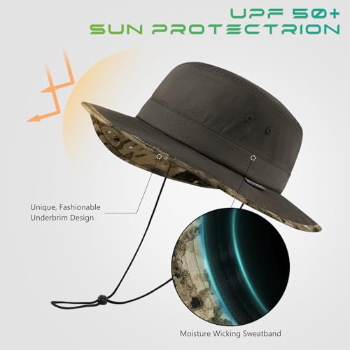 Image of UPF 50+ Foldable Sun Hat Patterned Under Brim Bucket Hats for Summer Hiking Fishing Beach Safari Men Women