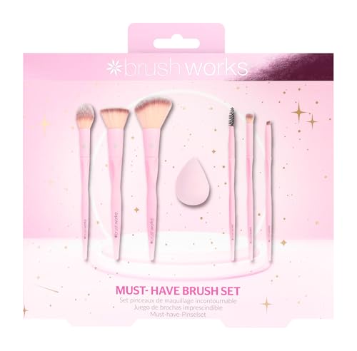 Brushworks Must-Have Brush Set – Essential Makeup Brush & Sponge Kit for Flawless Face & Eye Application, Ultra-Soft Vegan Friendly Tools Suitable for Liquid, Cream & Powder Products