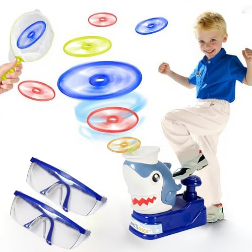 Kosmoflux Shark Stomp Flying Disc Launcher Toy with 16 Discs 2 Goggles Kids Interactive Outdoor Games Garden Toys for Boys Girls Ages 3-10 Autism Sensory Equipment Toddler Birthday Easter Gifts Kosmoflux Shark Stomp Flying Disc Launcher Toy with 16 Discs 2 Goggles Kids Interactive Outdoor Games Garden Toys for Boys Girls Ages 3-10 Autism Sensory Equipment Toddler Birthday Easter Gifts