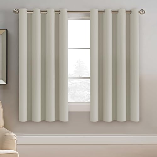 Image of H.VERSAILTEX Window Treatment Blackout Curtains 63 inches Length, Thermal Insulated Room Darkening Solid Grommet Curtains /Drapes for Bedroom /Living Room - 1 Panel, Ivory /Cream, 52 inch W x 63 inch L