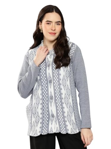 Image of Aarika Womens Winter Wear Maroon Colour Geometric Woolen Cardigan