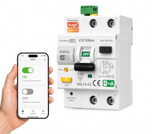 Diferencial auto rearmable wifi incorporado superinmunizado  RCBO Diferencial con magnetotérmico incorporado  Clase A 40A 30mA 6Ka Disyuntor Rearmable carril Din